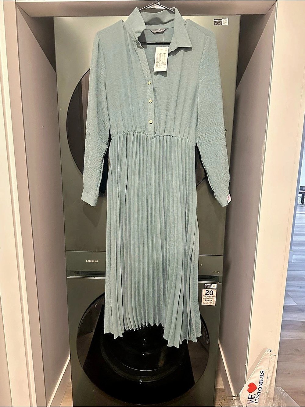 Midi Women's Pleated Dress NWT in Teal/Green